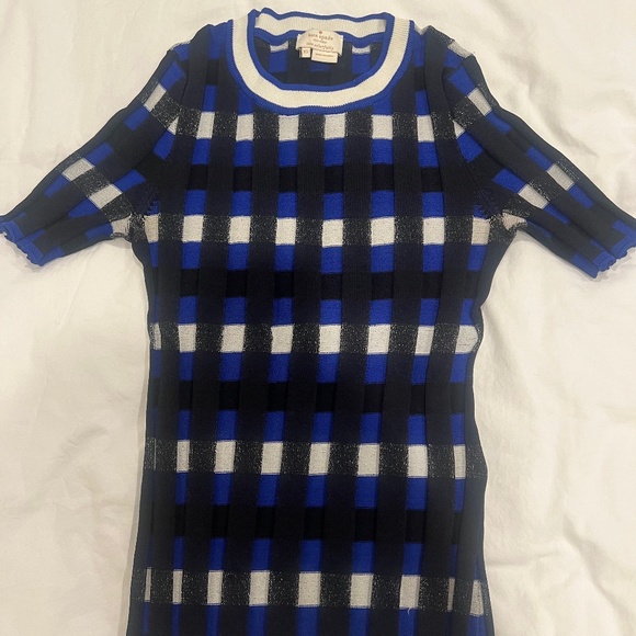 Kate Spade Checkered Gingham Sweater Top XS - Picture 2 of 3